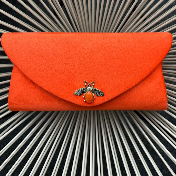 Orange clutch. Handbags for women. Clutch bags for ladies. Evening bag. Velvet clutch bag. Purse bag. Prom clutch. Orange evening bag
