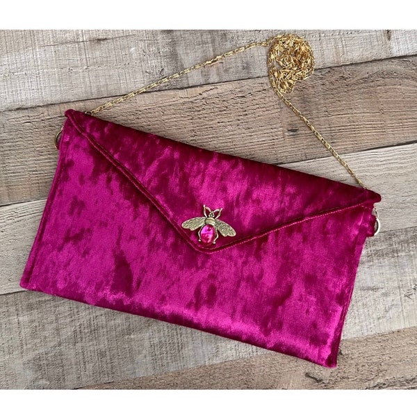 Pochette rose. Pochettes pour femmes. Sac de soirée. Pochette en velours. Sac à main. Pochette pour invitée au mariage