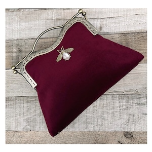 Vintage Handtasche Tasche für Damen. Burgunderrote Handtasche. Bordeaux Umhängetasche. Abendtasche aus Samt. Abendtasche