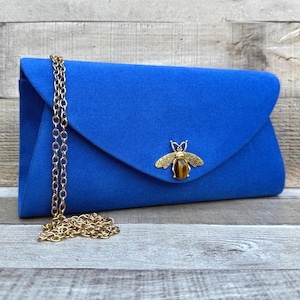 Blue clutch bag. Blue evening bag. Velvet clutch bag. Formal clutch. Bridal purse. Faux sued clutch