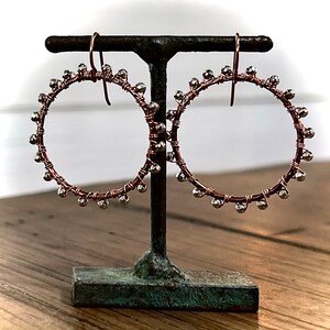 Faceted Silver Hematite Copper 14KRGF Earrings