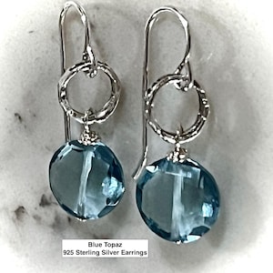 Blue Topaz 925 Sterling Silver Earrings