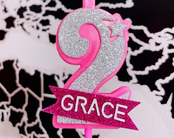 Personalized Name Birthday Candle ,First HB Party ,Glitter Number Candle, Birthday Candle, Unique number, Cake topper ,Custom Cake Number