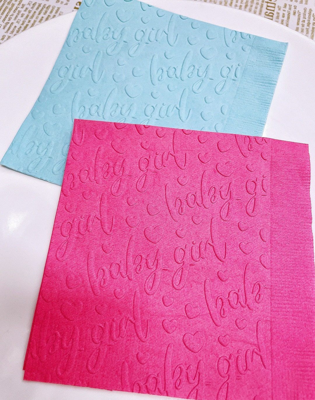 Embossed Paper Napkins Baby Shower Napkins baby Girl Shower Etsy