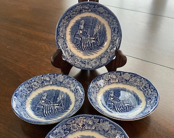 Vintage Liberty Blue 5" Fruit /Dessert Bowl Staffordshire England - 4 Pieces