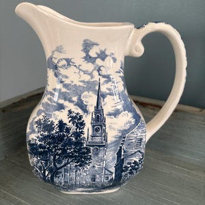 Liberty Blue Water/Beverage Pitcher Staffordshire Vintage Blue and White