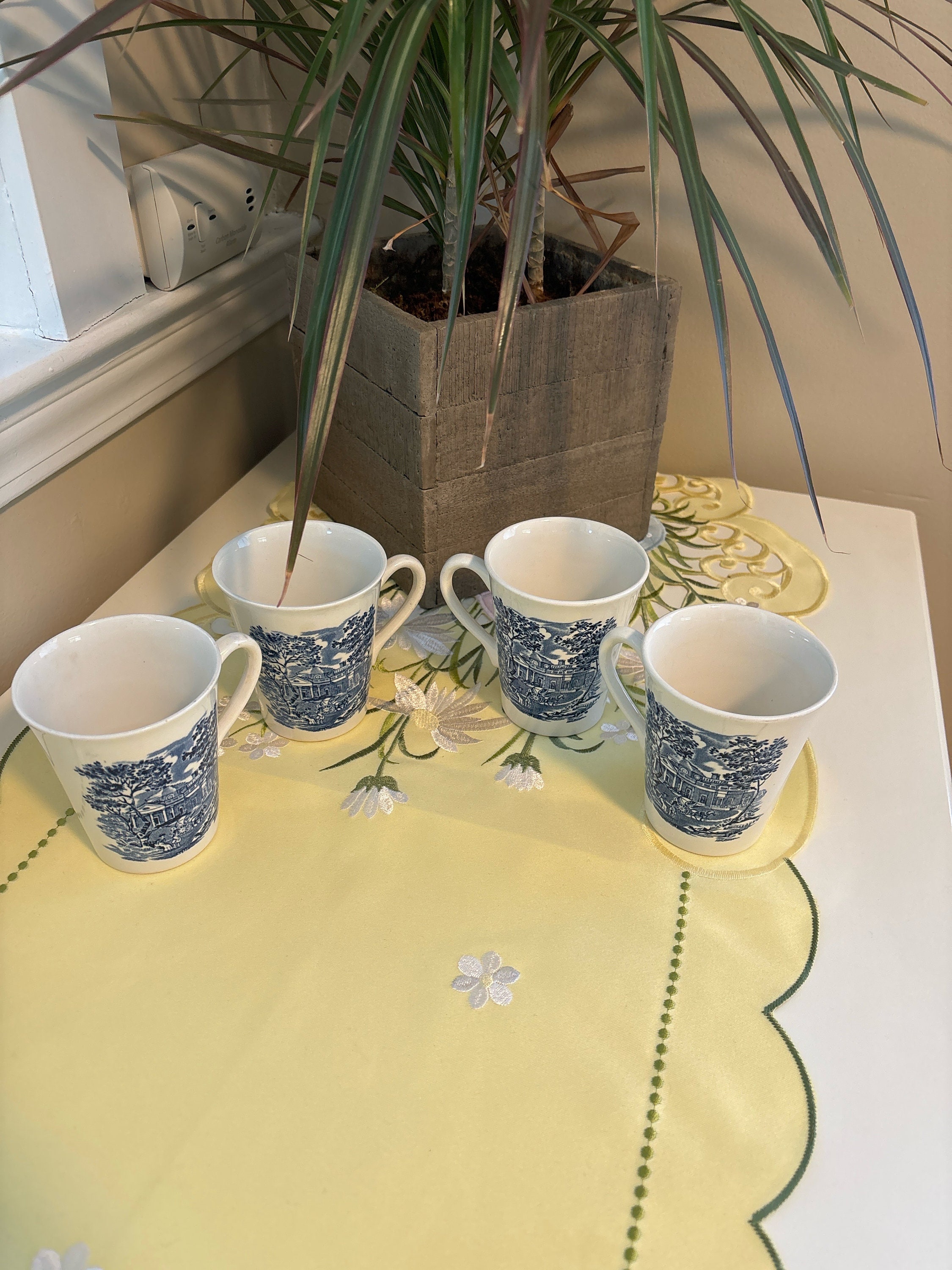 Staffordshire Liberty Blue Coffee Mugs - Set of 4