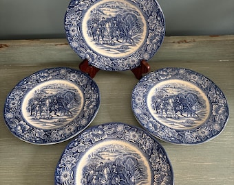 Staffordshire Liberty Blue Lunch Plates Set of 4