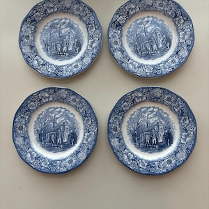 Liberty Blue 6 7/8 Salad Plates- Staffordshire England Set of 4