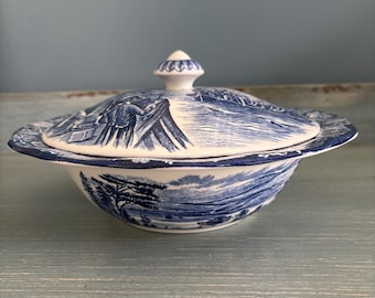 Staffordshire Liberty Blue Covered Casserole Dish