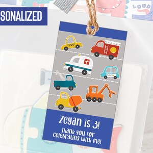 Personalized Vehicles Gift Tag, Birthday Gift Tag, Thank You Tags, Birthday Favor Tags, Party bag tags, Vehicles Tags, Vehicles Birthday,