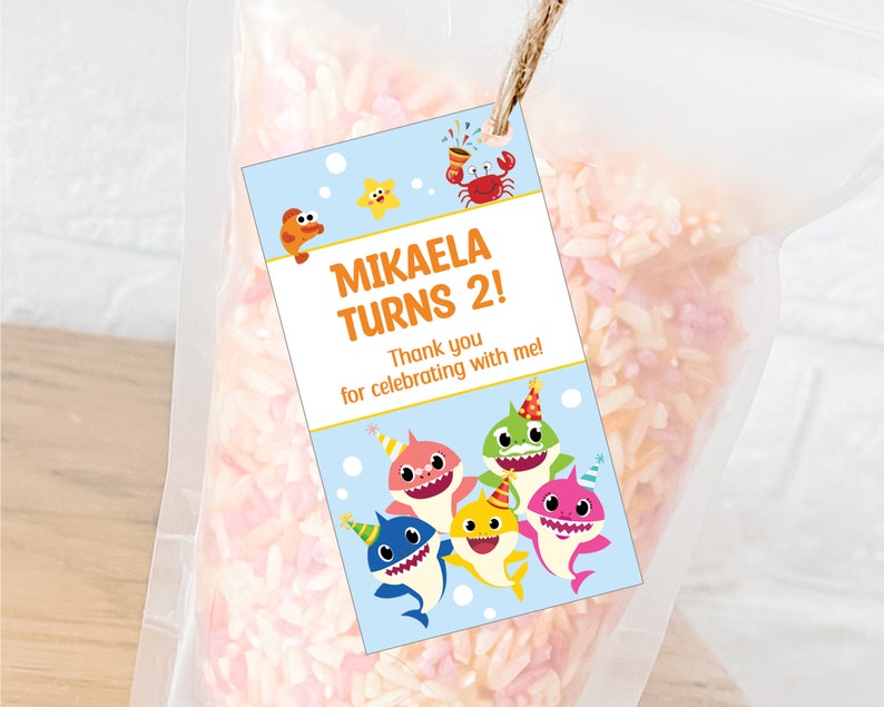Baby Shark Gift Tag Birthday Gift Tag Thank You Tags Etsy