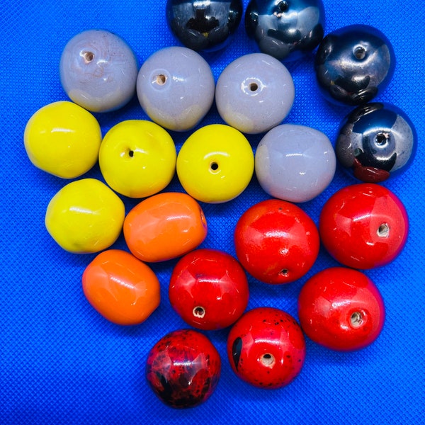 Large Kazuri Beads|African|African beads| Ceramic beads | Fair trade| Kenyan Beads| Hand painted| Mixed Colours| Sizes