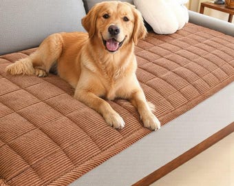 Thick Corduroy Couch Cover – Sofa Protector, Pet Mat, Furniture Pad (3cm Thick, Checked)