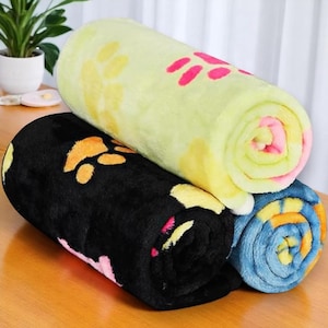 Paw Print Pet Blanket, Waterproof Fleece Dog Cat Mat Throw, Breathable and Washable, Multiple Sizes, Sofa Protector, Crate Blanket