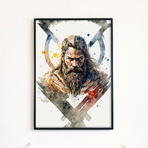 Njord Print, Nordic God Njord, Norse Mythology Print, Watercolor Njord Printable Viking Poster Digital Download