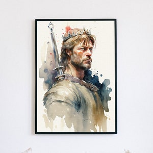 King Arthur Print, Arthurian Legacy, King Arthur & Excalibur Print, Watercolor Arthur Printable Poster | Digital Download