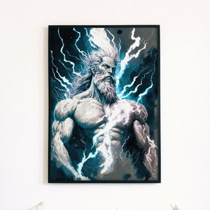 Jupiter Zeus, The God of Sky, King of The Gods, Greek Mythology Print, Watercolor Zeus Jupiter Printable Poster