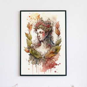 Goddess Persephone Proserpina, Queen of the Underworld, Greek Mythology Print, Watercolor Persephone Printable Poster