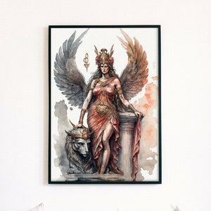 Minerva Athena, The Goddess of Wisdom & War, Greek Mythology Print, Watercolor Athena Printable Poster Digital Download