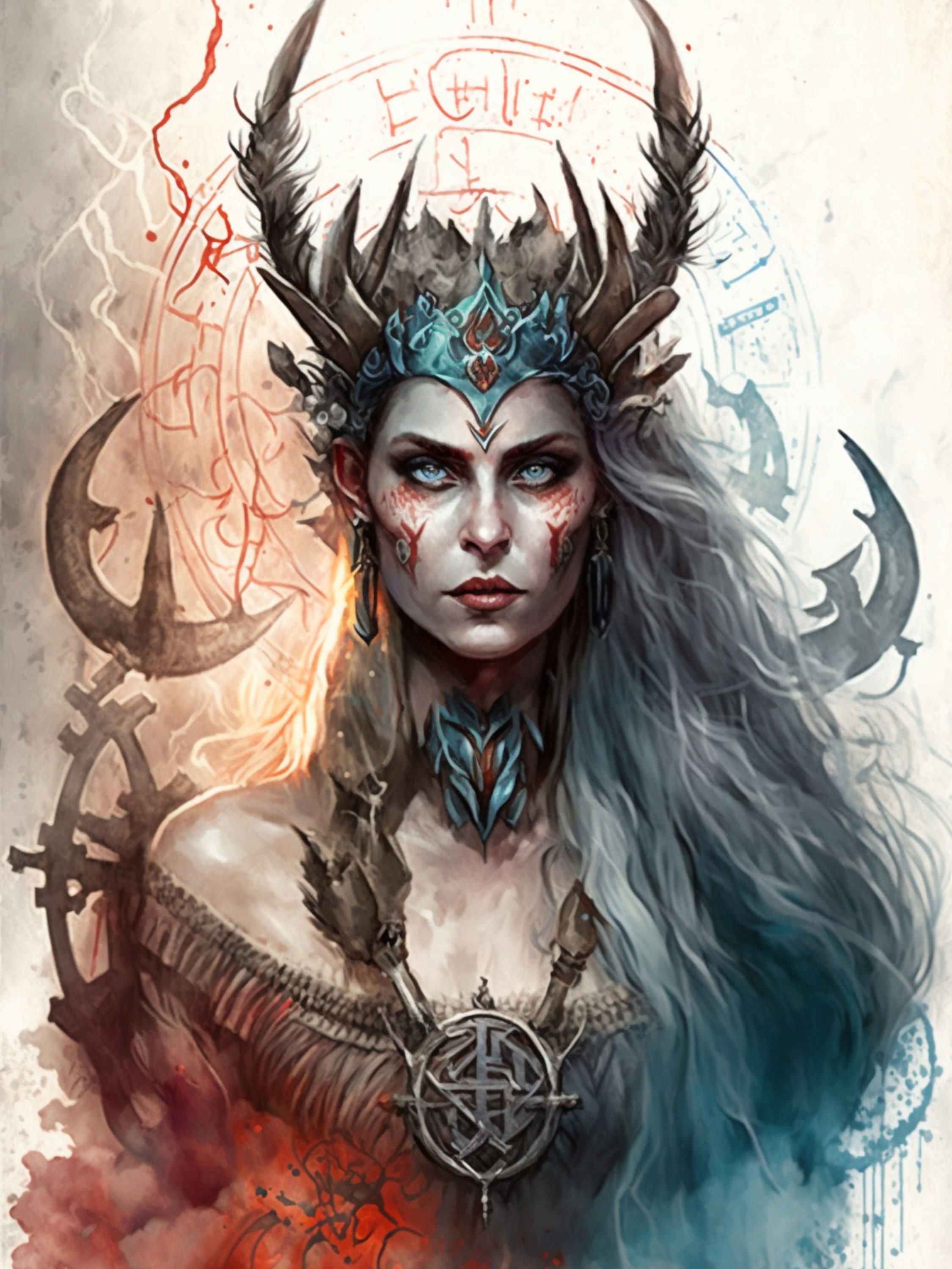 Hel Print, Nordic Goddess Hel, Norse Mythology Print, Watercolor Hel