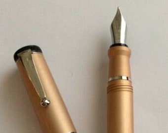 Mini Aluminum Fountain Pen Filcao bronze color pocket pen for handbag, vintage pen, fountain pen made in Italy, retro pen