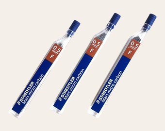 Staedtler Mine 0.5 Lote 3 paquetes de 12 minas cada uno - Variantes F/2H, minas de lápiz vintage, minas retro, minas para portaminas
