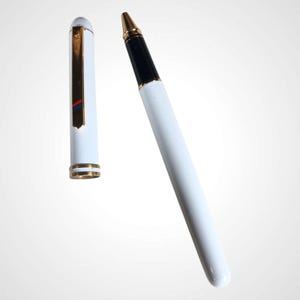 FILCAO Roller Pen Prestige Model White Lacquer, elegante vintage Italiaanse pen, Vintage made in Italy pen, retro roller