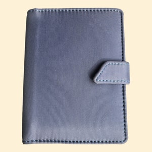 Organizator Agenda GREENWITCH Iron Mini niebieska mikrofibra 12 X 9 Made In Italy NOS, notes kieszonkowy w stylu vintage kompatybilny z Filofax, kompaktowy program