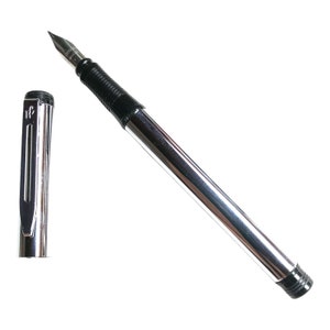 Penna Stilografica Waterman Seduction Metal Reflex, penna stilografica retrò, penna vintage, penna stilografica acciaio, pennino fine