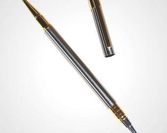 AURORA 98 ヴィンテージボールペン - 金メッキ、ストライプ柄、レトロ