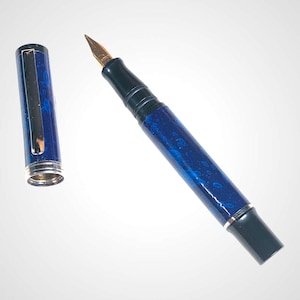 Micro penna stilografica FILCAO KIKA screziata blu, penna italiana elegante vintage da borsetta/da taschino,  micro fountain pen