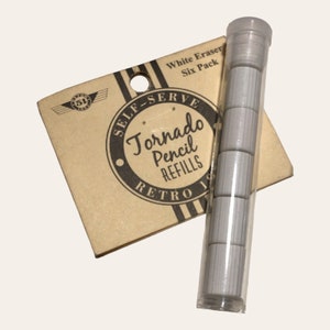 Retro’ 51 Portamine Tornado Ricambio White Eraser 6 Pezzi, Ricambi portamine vintage, vintage eraser mechanical pencil - vintage spare parts