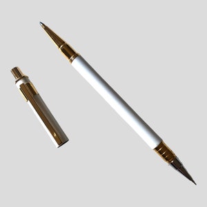 Filcao Doublette Penna A Sfera + Portamine vintage 2 in 1 lacca bianca, vintage ballpoint pen + mechanical pencil, penna retrò made in Italy