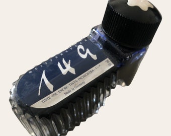 Blau/Schwarze Tintenflasche MONTBLANC 149 50ml, originale Vintage-Tintenflasche, originale Vintage-Tinte, Tinte für Füllfederhalter