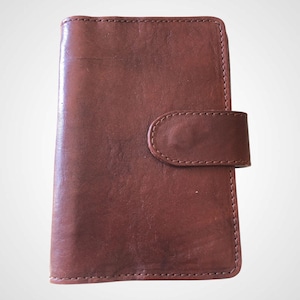 Organizador Agenda vintage hecha a mano Made In Florence formato bolsillo, cuero marrón, NOS, agenda italiana vintage, agenda de anillas de bolsillo