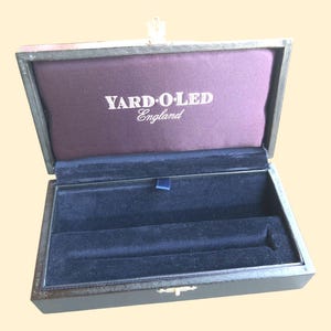 Prestigious YARD-O-LED black wood box, ORIGINAL pen holder box, vintage luxury pen box holder, collectible vintage pen case