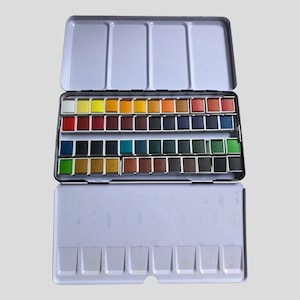 48 Acquerelli confezione in Metallo, Colori Vibranti per Artisti e Hobbisti, fine arts, watercolor drawing set,
