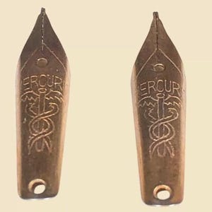 Pennini penna Stilografica lotto 2 Pennini MERCURIO Fine dorati - pennini vintage, articolo scrittura, pennino retrò, pennini calligrafici