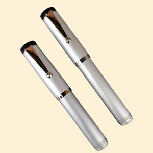Filcao Set Mini-Füllfederhalter und Mini-Kugelschreiber silbergrau, Füllfederhalter, Stifte hergestellt in Italien, Retro-Stifte, Vintage-Stifte, Schreiben