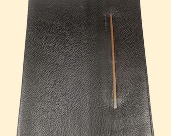 Original PIQUADRO (NOS) Diary / Notebook Holder In Hammered Black Leather Made In Italy, Leather Organizer, Vintage Writing Item,