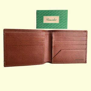 Pineider Vintage men's wallet with card holder in elegant textured brown leather, vintage wallet, Italian artisan wallet