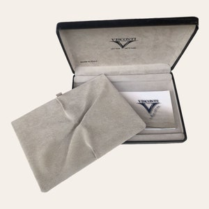 Cofanetto per penna VISCONTI - ecopelle nero - vintage pen holder, vintage penbox, astuccio penna di lusso, made in italy