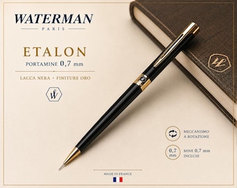 WATERMAN Etalon Mechanical Pencil 0.7mm Black Lacquer GT – Vintage NOS Mechanical Pencil – Gold Finish – Made in France