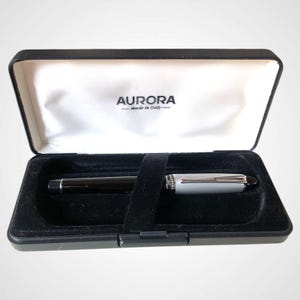 Penna Roller AURORA Ipsilon Metal NUOVO - Serbatoio Nero Cappuccio Metallo Satinato, roller italiano vintage, penna elegante made in italy