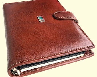 Vintage organizer in genuine leather 365 G.Mazzuoli made in Italy, vintage notebook diary holder, Italian leather, retro vintage diary organizer