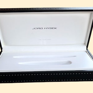 Prestigioso Cofanetto JORG HYSEK nero, Box portapenna ecopelle nero, vintage luxury pen box holder, custodia penna vintage da collezione