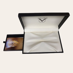 Cofanetto per penna VISCONTI ecopelle nero, vintage pen holder, vintage penbox, astuccio penna di lusso, made in italy, scatola porta penne