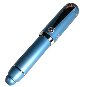 Filcao Micro Penna Stilografica Ladybug azzurro satinato - penna da collezione, penna borsetta, penna taschino, micro penna vintage, retrò