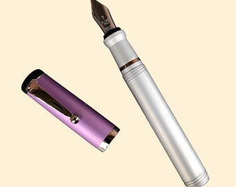Vintage Filcao Mini Fountain Pen in Two-Tone Aluminum, two variants, fountain pen made in Italy, pocket fountain pen